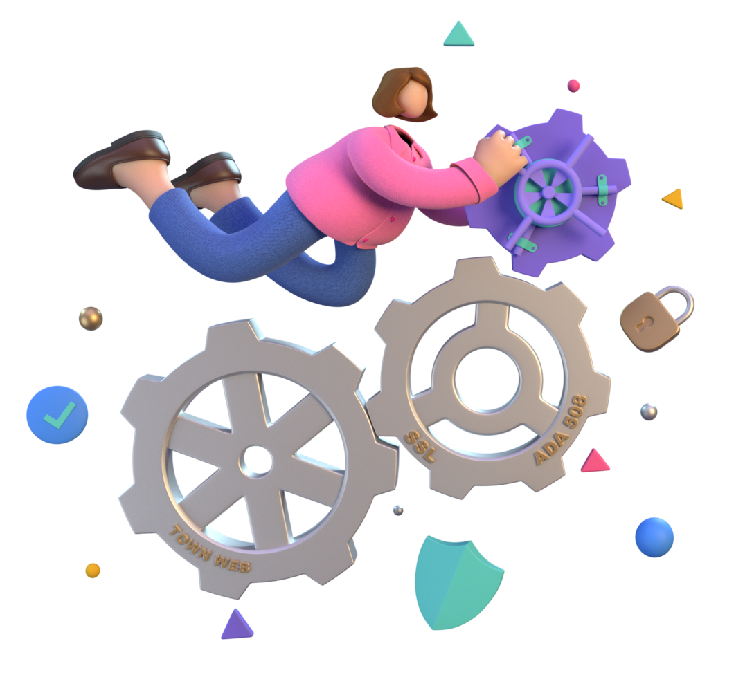 Flying woman with gears