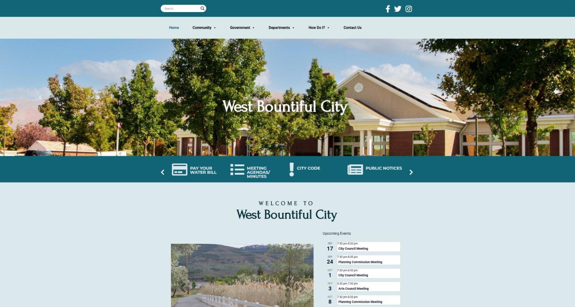 West Bountiful City, Utah website homepage